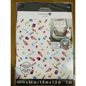 Celebrate it Backdrop Ice Creams Cupcakes Candy Party Decor NEW